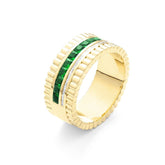 Bague d'éternité en or jaune avec tsavorite semi-sertie à facettes et diamants